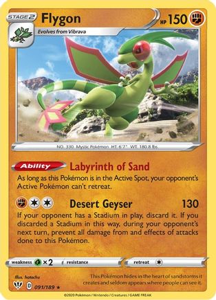 Flygon 91/189 - SWSH03 Darkness Ablaze Reverse Holofoil-1