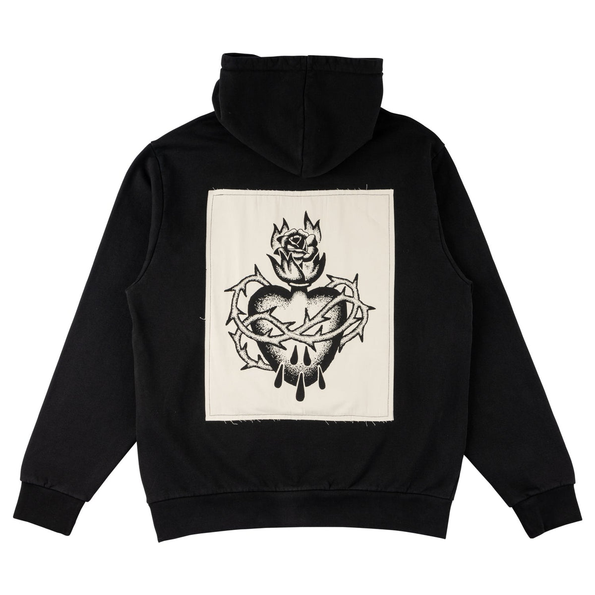 Welcome 'Scared Pigment-Dyed Patch' Hoodie - Black-2