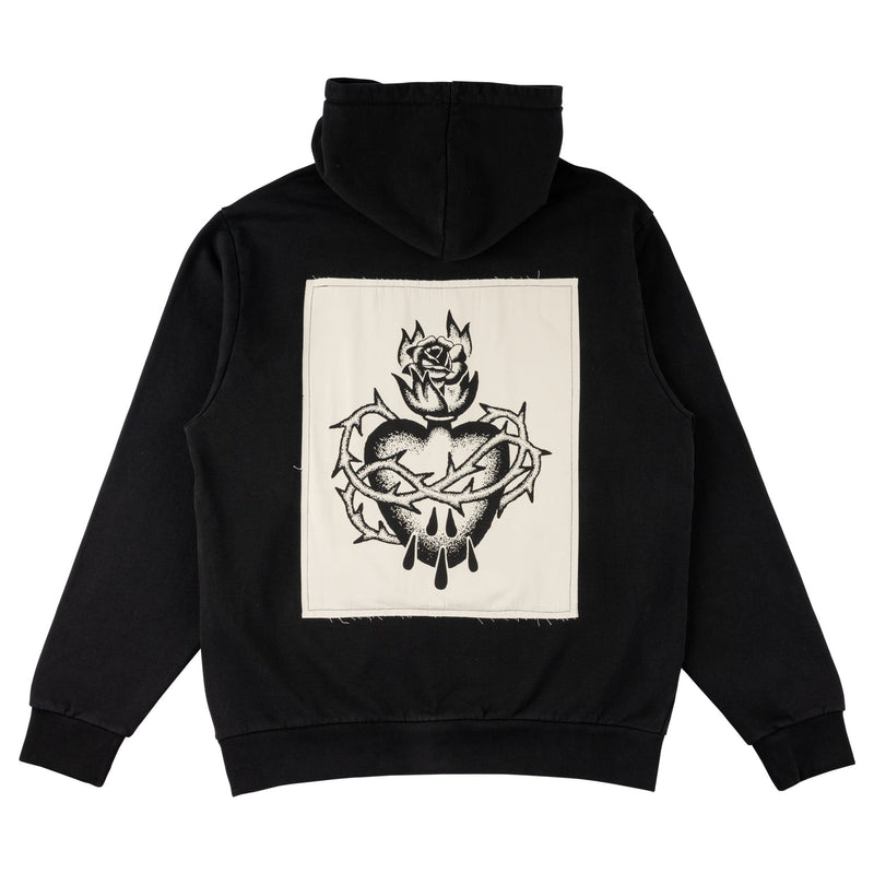 Welcome 'Scared Pigment-Dyed Patch' Hoodie - Black-2