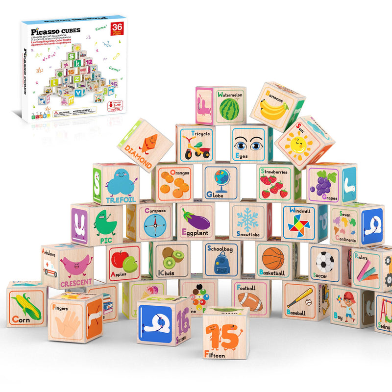 PicassoTiles 36pc 1" Magnetic Cubes Set - Ages 3+-1