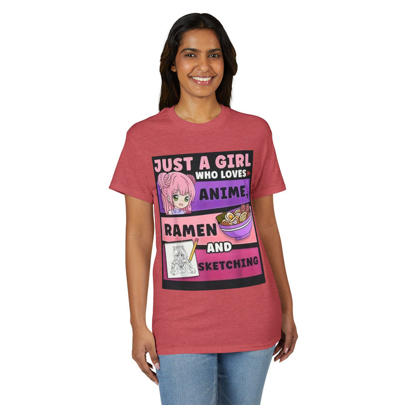 "Just a Girl Who Loves Anime Ramen and Sketching" T-Shirt-56