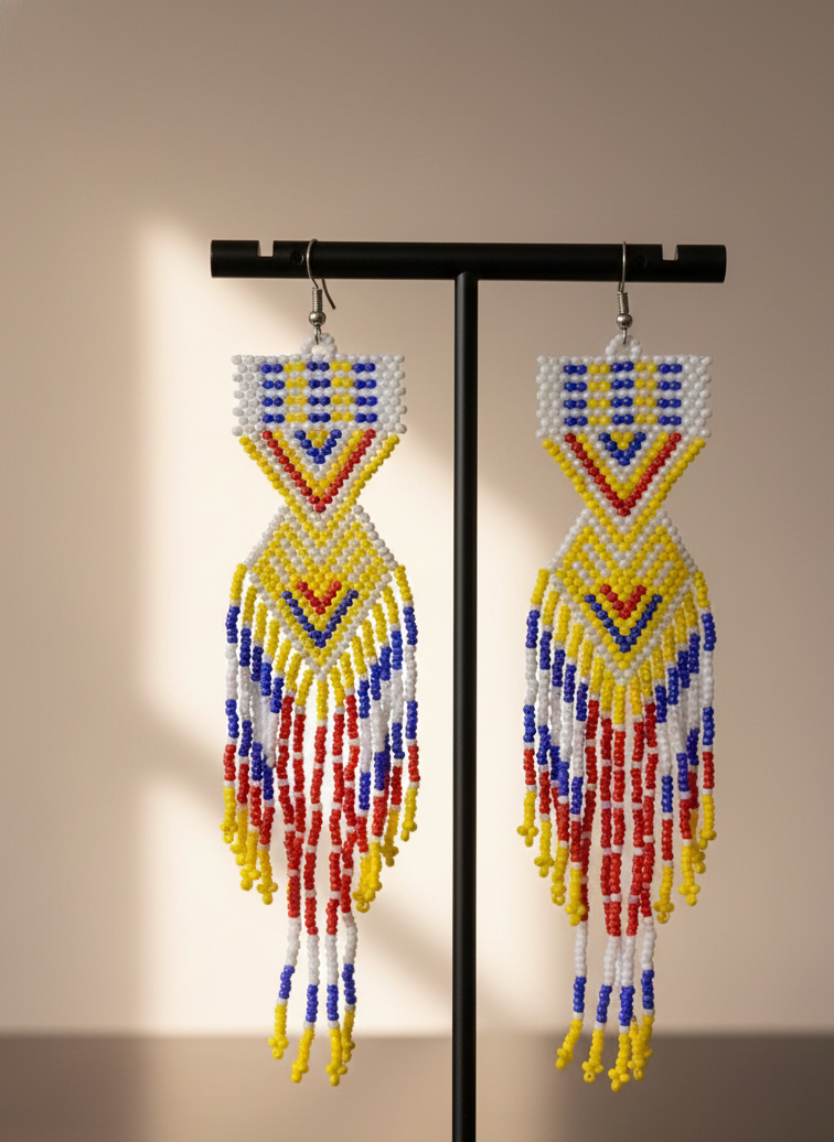 Yellow Purple Sunset Path Beaded Earrings