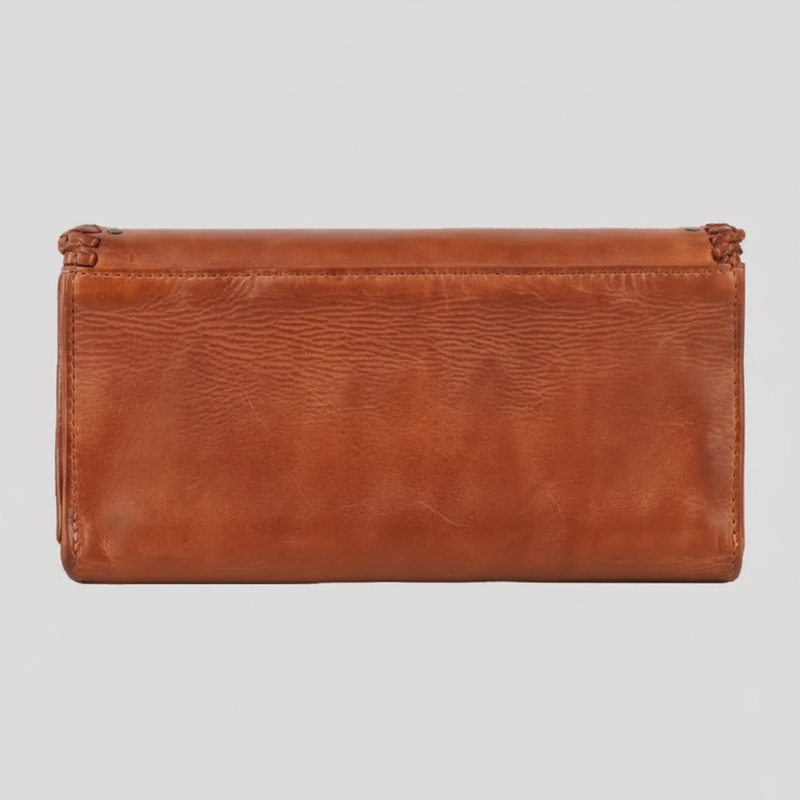 MET Women’s Leather Wallet. Tri-Fold Clutch Organizer with Studded and Whipstitch Detail-2