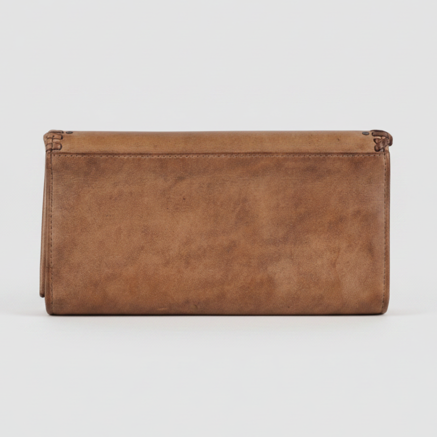 MET Women’s Leather Wallet. Tri-Fold Clutch Organizer with Studded and Whipstitch Detail-5