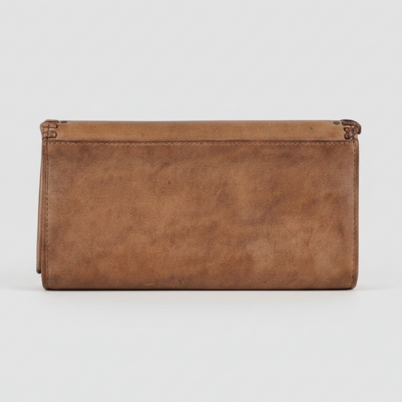 MET Women’s Leather Wallet. Tri-Fold Clutch Organizer with Studded and Whipstitch Detail-5