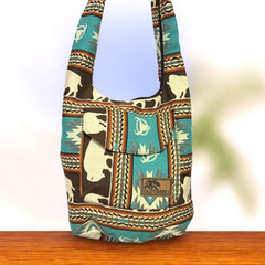 Brown and Turquoise white Buffalo Crossbody Bag-4