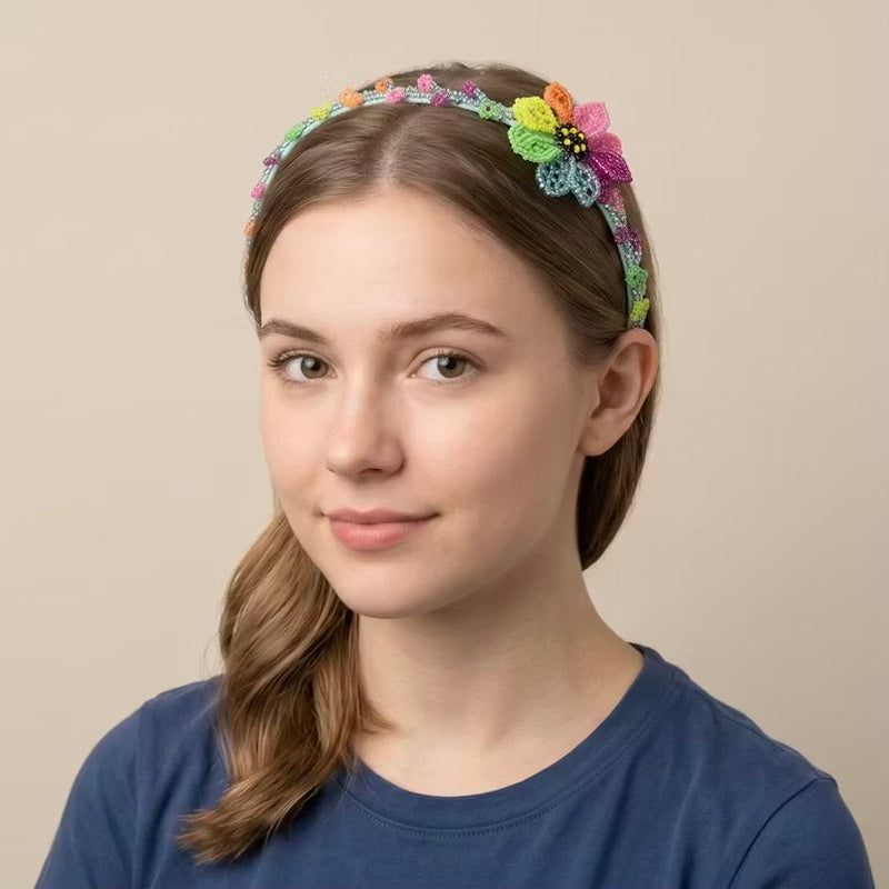 Beaded Headband with Flower Multicolour-1