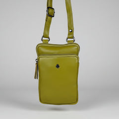 Greenwood Leather Compact Mini Crossbody. Slim Full-Grain Leather Phone Bag & Travel Organizer-9