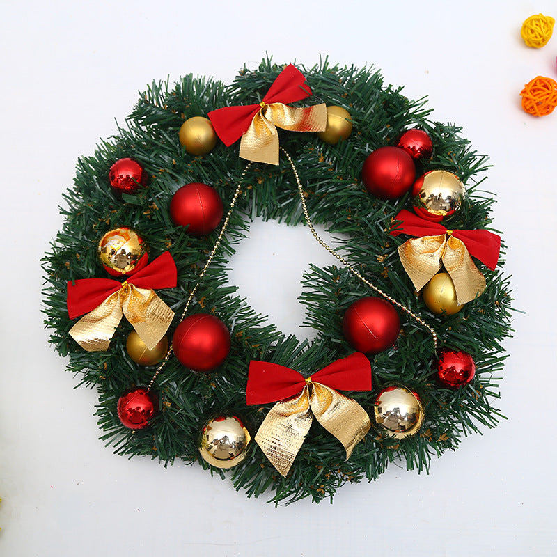 Wooden Christmas Garland Wreath Window Decoration – Red Berry Bowknot Holiday Decor, 30cm-5