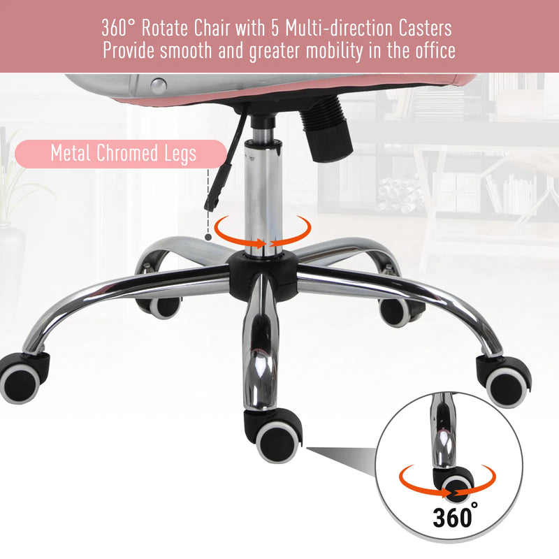 Pink Office Chair – Adjustable Height Computer Desk Chair with Tufted Back (United States & Canada Delivery Only)-2