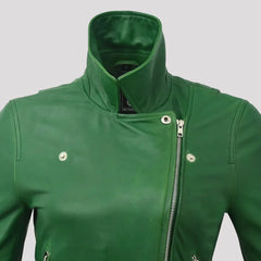 Women’s Lightweight Leather Fashion Jacket | Soft Naked Cowhide Casual Moto Style-26