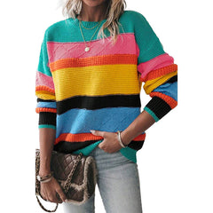 Women’s Retro Drop-Shoulder Sweater – Round Neck Casual Loose-Fit Pullover-7