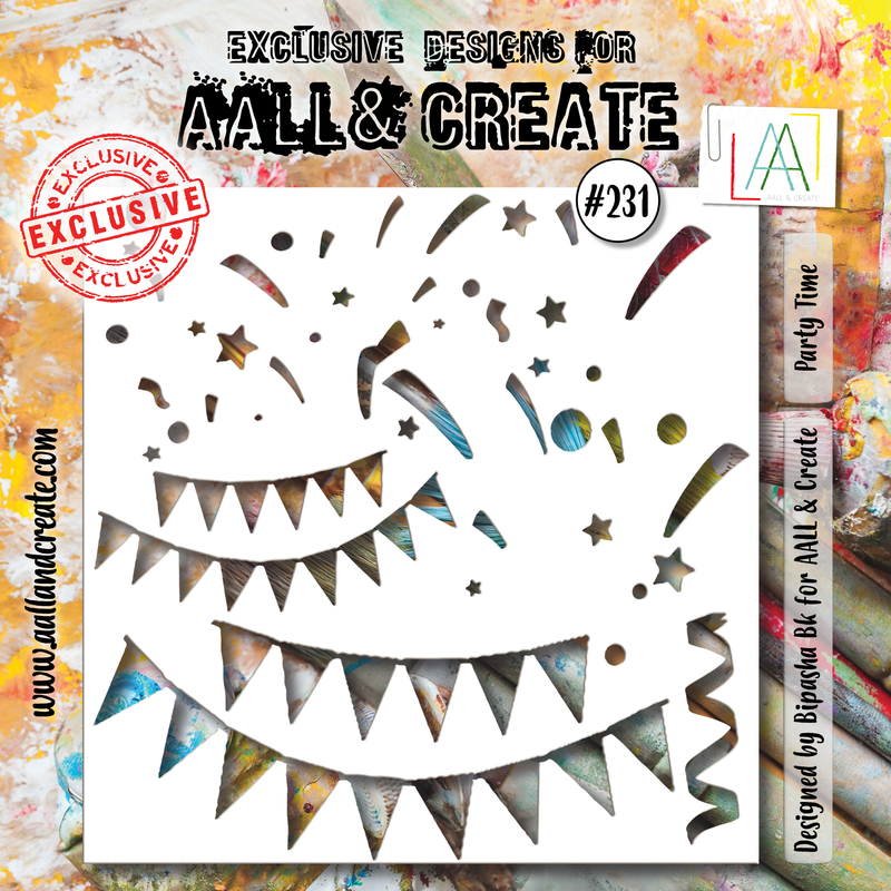 AALL and Create - Pochoir 15x15 cm - L'heure de la fête-1