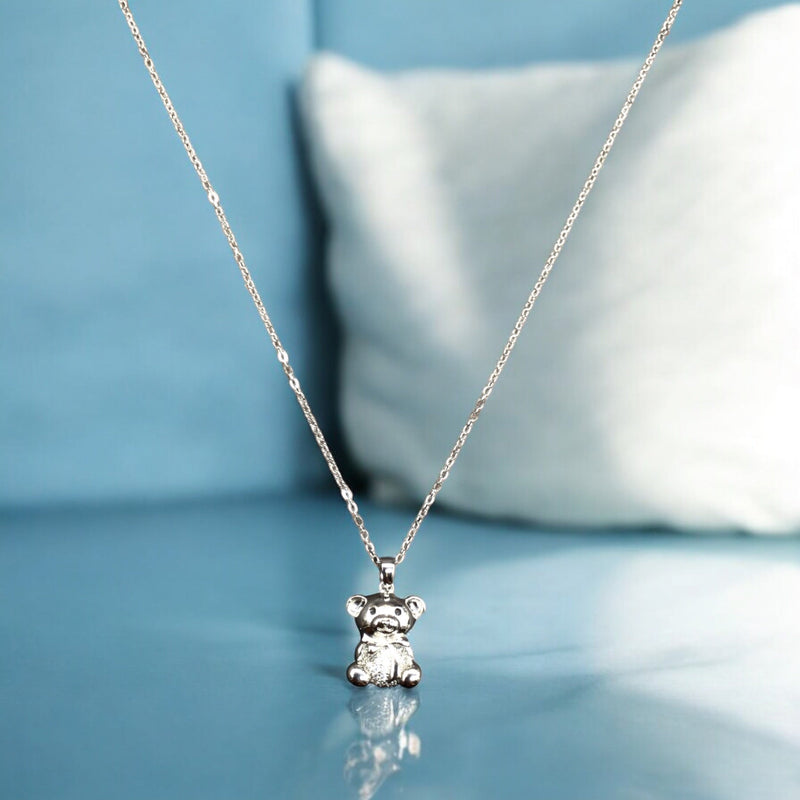 Small Bear Stainless Steel Necklace Pendants With Long Chain-2