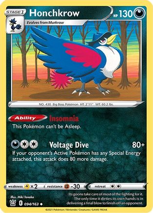 Honchkrow 94/163 - SWSH05 Battle Styles Reverse Holofoil-1