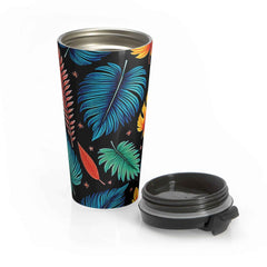 Tropical Leaf Pattern Stainless Steel Travel Mug-8