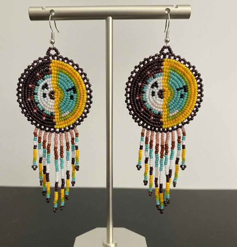 Dark Purple Sun & Moon Beaded Fringe-1
