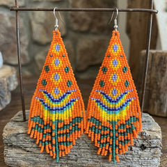 Orange Flame Blossom Drop Earrings-4
