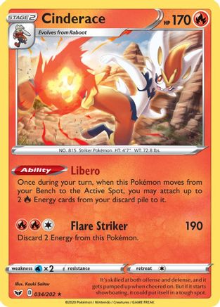Cinderace - 034/202 (Non-Holo) - Deck Exclusives-1
