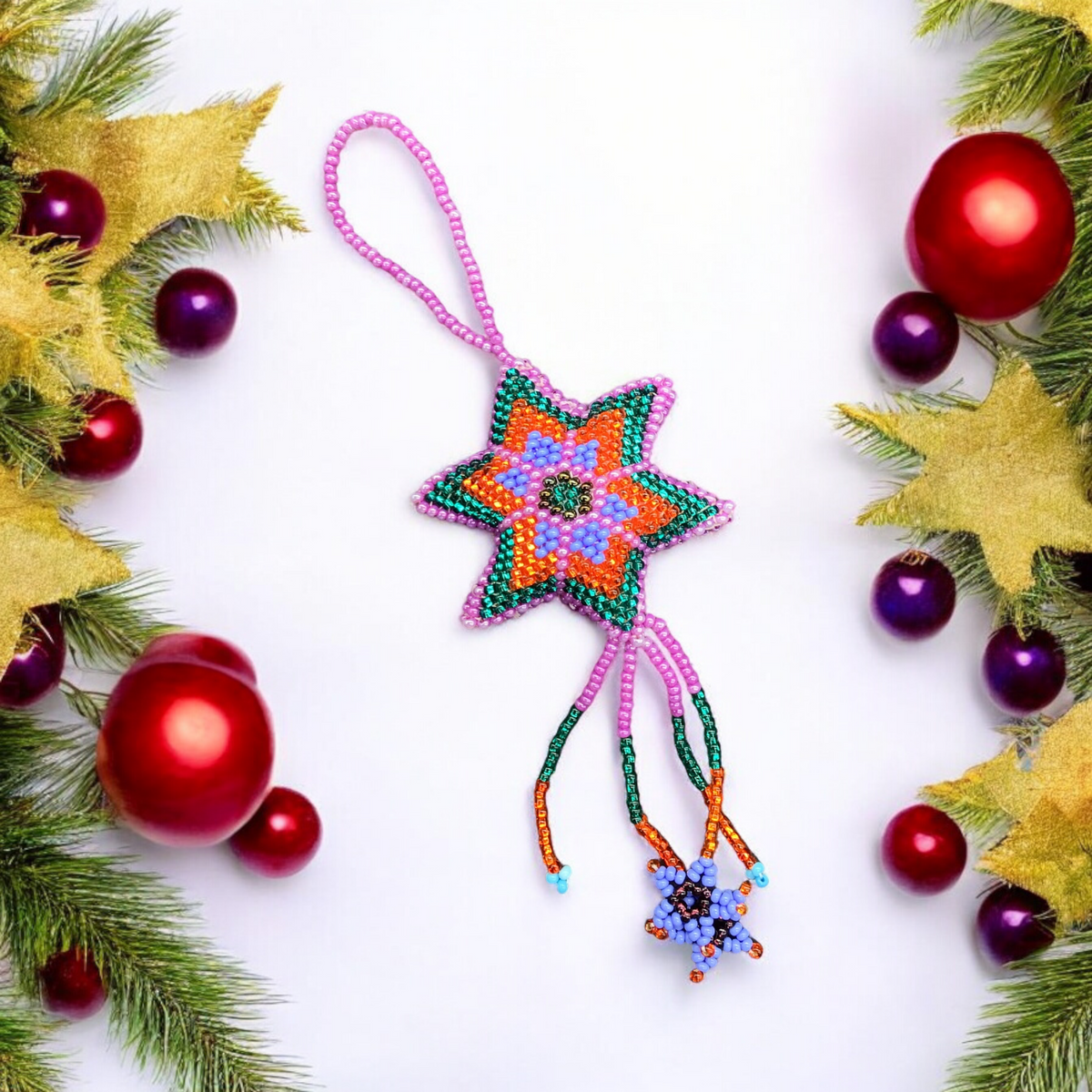 Handmade Beaded Harvest Glow Star-2