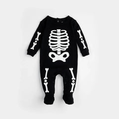 Skeleton Glow in the Dark Print on Black Sleeper | Petit Lem-2