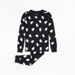 Ghosts Glow in the Dark Print on Black PJ Set | Petit Lem-2