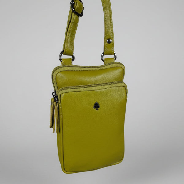 Greenwood Leather Compact Mini Crossbody. Slim Full-Grain Leather Phone Bag & Travel Organizer-10