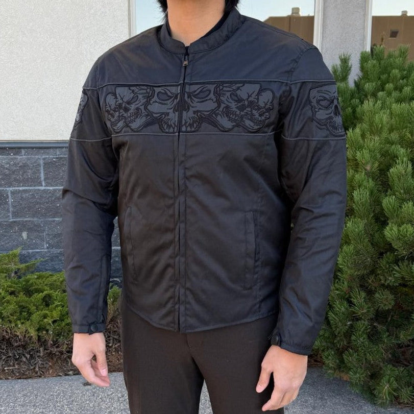 Open Road Men's Reflective Skull Cordura Motorcycle Jacket-1