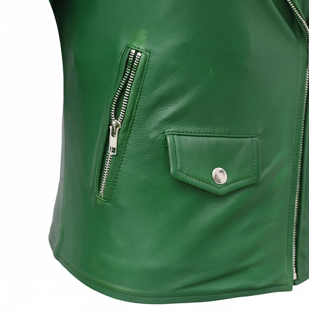 Women’s Lightweight Leather Fashion Jacket | Soft Naked Cowhide Casual Moto Style-27