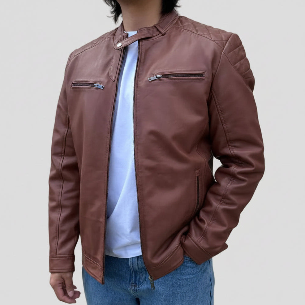 BOL Mens Alvin Lambskin Leather Jacket with Removable Hood-11