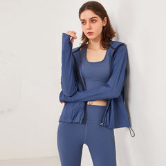 Women’s Hooded Loose Fit Gym Suit – Close Lock Zipper Activewear Set-5