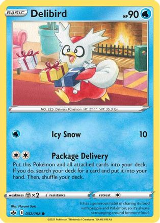 Delibird 32/198 - SWSH06 Chilling Reign Reverse Holofoil-1