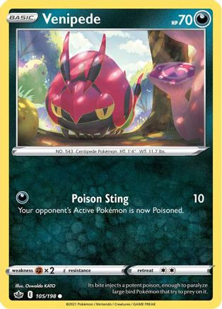 Venipede 105/198 - SWSH06 Chilling Reign Reverse Holofoil-1