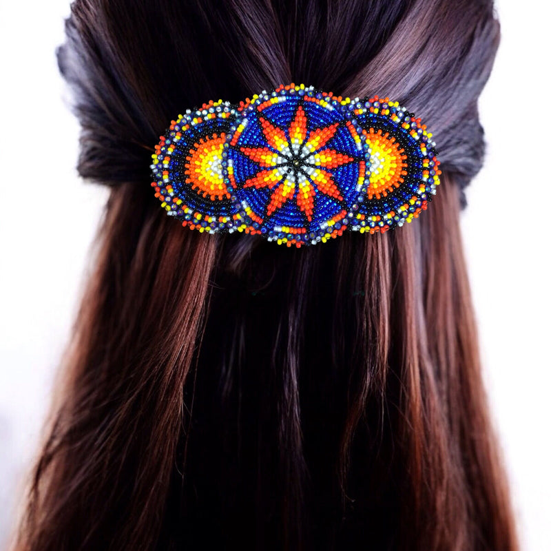 Blue Native American Beaded Barrettes-1