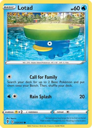 Lotad 32/203 - SWSH07 Evolving Skies Reverse Holofoil-1
