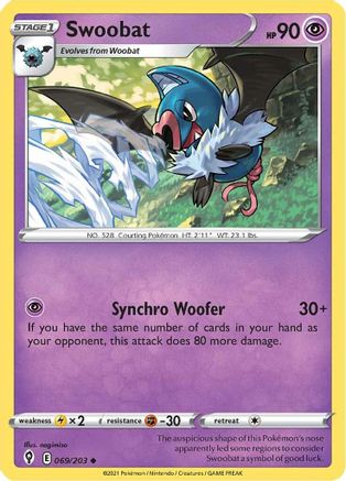 Swoobat 69/203 - SWSH07 Evolving Skies Reverse Holofoil-1