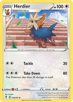 Herdier 134/203 - SWSH07 Evolving Skies Reverse Holofoil-1