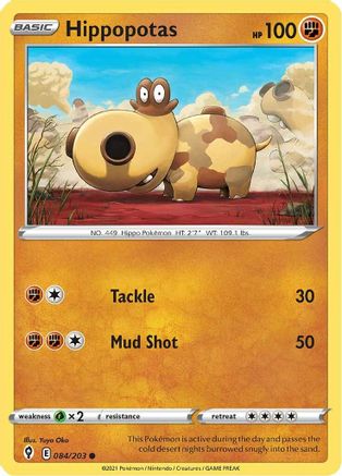 Hippopotas 84/203 - SWSH07 Evolving Skies Reverse Holofoil-1