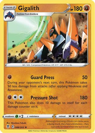Gigalith 88/203 - SWSH07 Evolving Skies-1