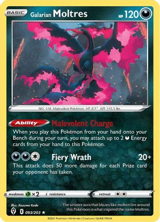 Galarian Moltres 93/203 - SWSH07 Evolving Skies Holofoil-1