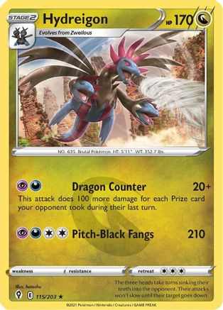 Hydreigon 115/203 - SWSH07 Evolving Skies Reverse Holofoil-1