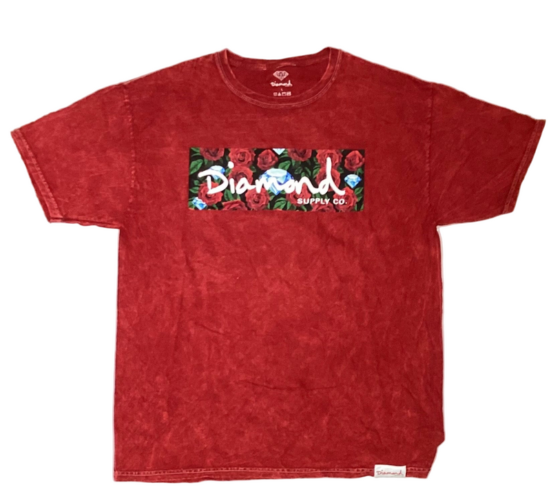 Diamond Supply Co. 'Roses' Vintage Washed Tee - Red-1