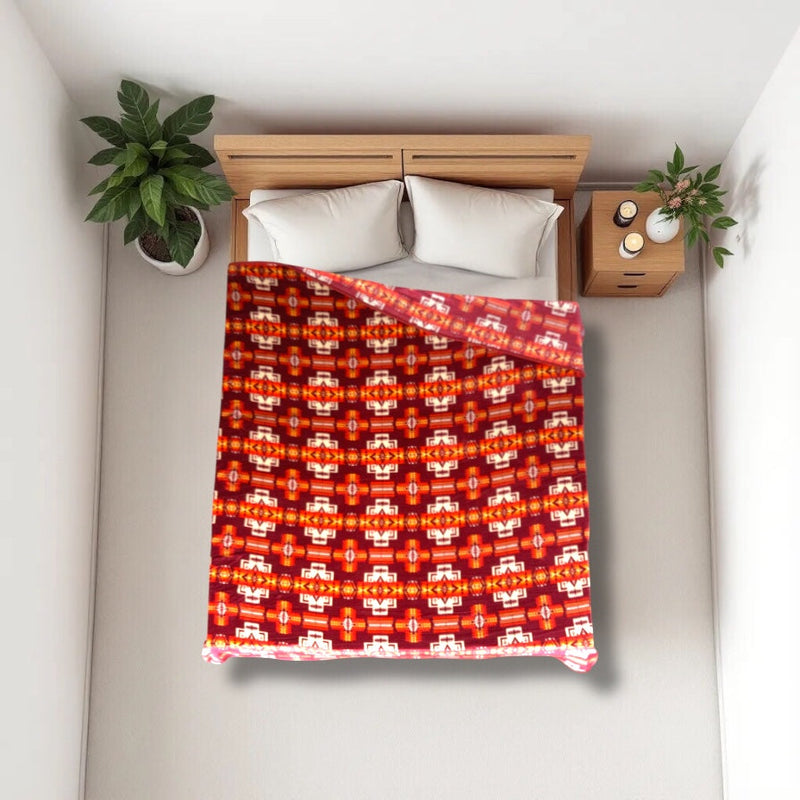 Red Southwestern Style Lightweight Queen Blanket – Cozy & Soft-1
