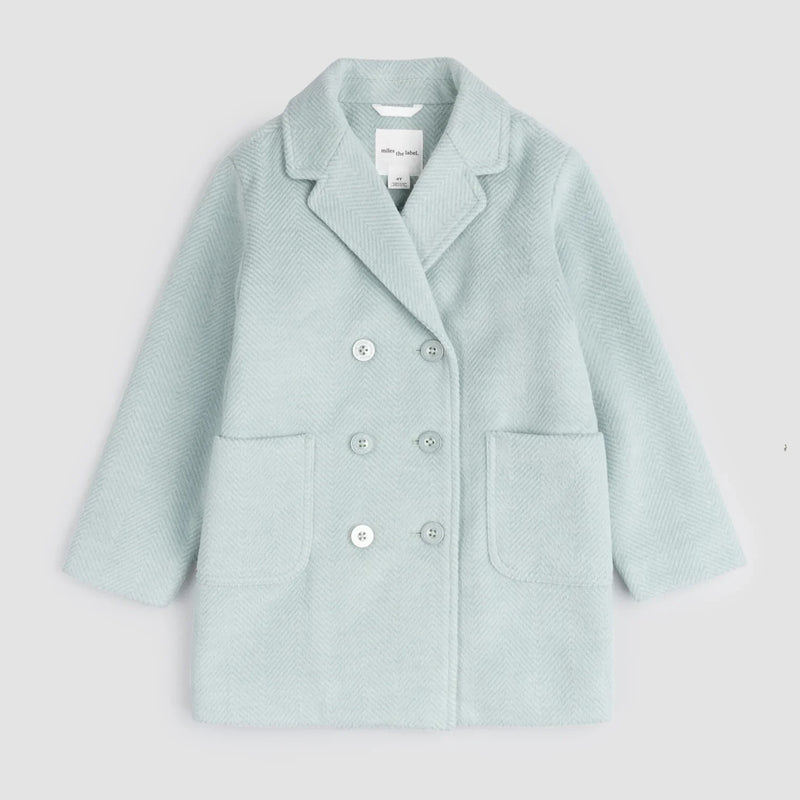 Cloud Blue Girl's Double-Breasted Coat | Miles The Label-1