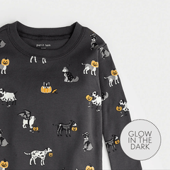 Howl-oween Print on Asphalt PJ Set | Petit Lem-3