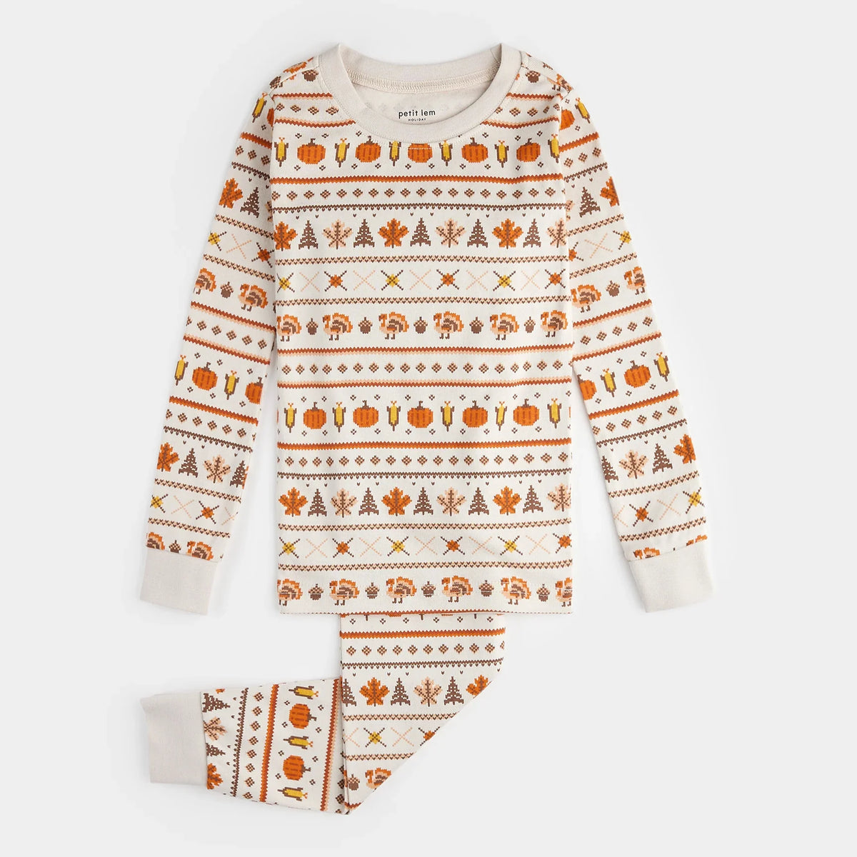 Harvest Fair Isle Print PJ Set | Petit Lem-1