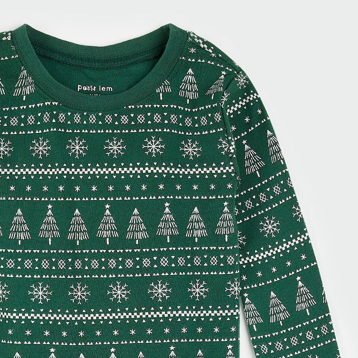 Festive Firs Fair Isle Print on Evergreen PJ Set | Petit Lem-3