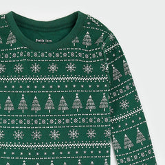 Festive Firs Fair Isle Print on Evergreen PJ Set | Petit Lem-3