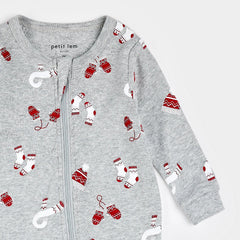 Mitts and Pieces Print on Heather Grey Sleeper | Petit Lem-2