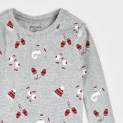 Mitts and Pieces Print on Heather Grey PJ Set | Petit Lem-2